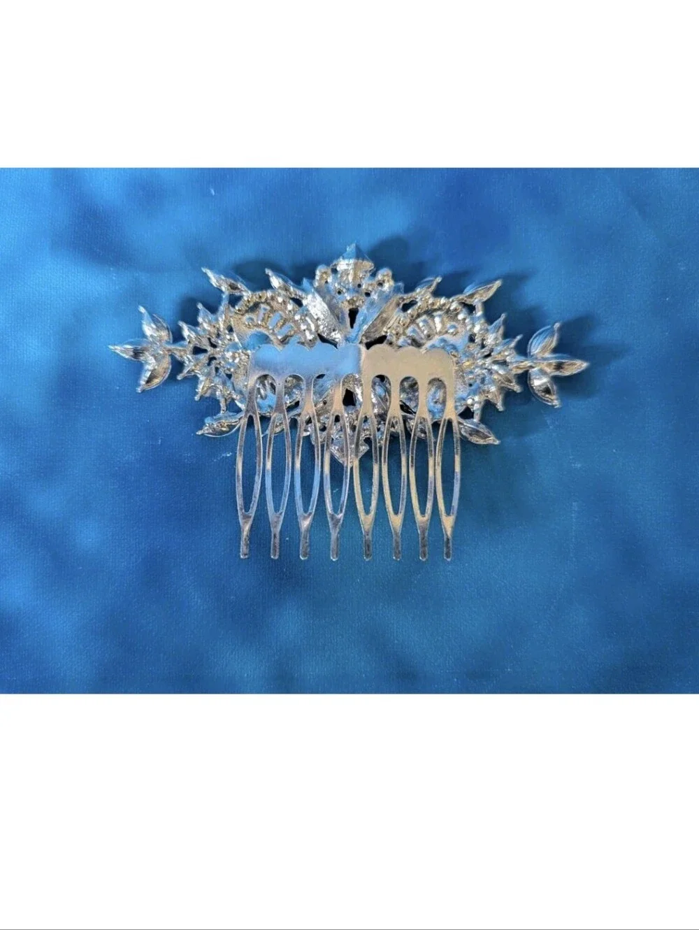 Silver Tone Crystal Design Hair Comb Accessory Wedding Formal Cosplay OSFM NIB